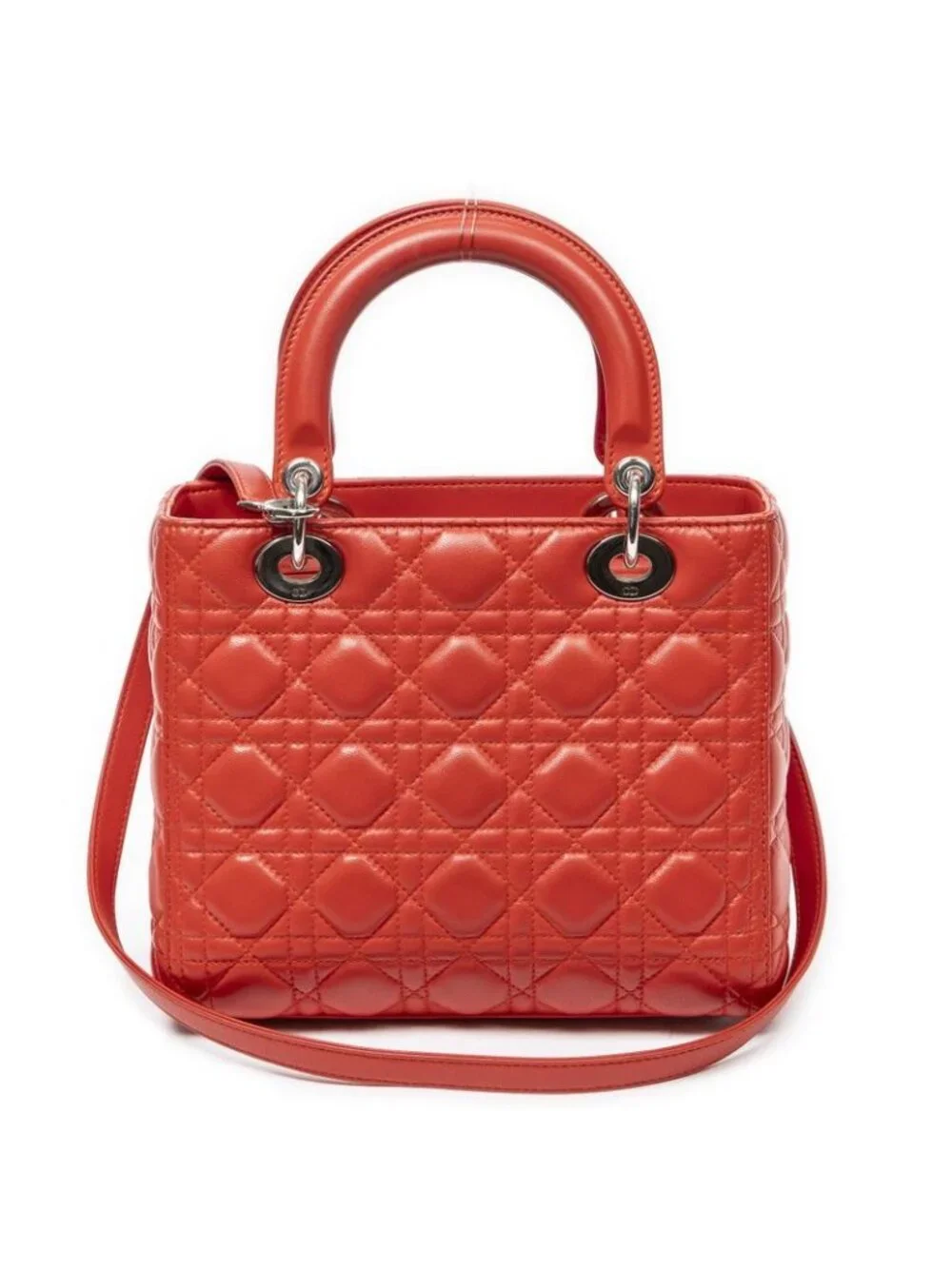 ★SOLD★ Dior Lady Dior Zip Red Cannage Lambskin Leather Handbag - Picture 5 of 10